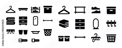 Collection of wardrobe and storage icons
