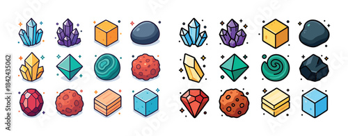 Colorful assorted gemstones and minerals collection