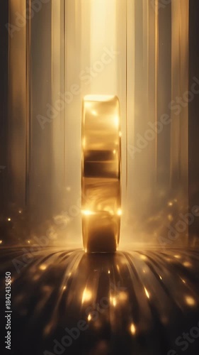 Elegant Golden Rings Showcase with Shimmering Particles and Radiant Illumination Display