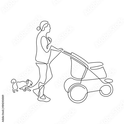 Woman walking with a dog