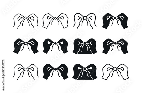Shoelace Logo Variations. Tying shoelaces. Icon set. Set Logo of