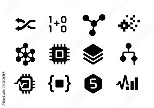 Digital Synthesis Icons. Digital synthesis. Solid icon set of di