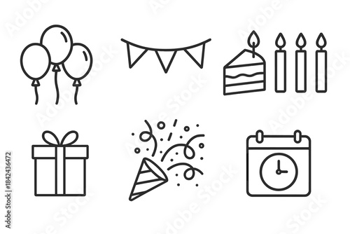 Celebration elements including balloons, cake, and party decorations for a joyful occasion