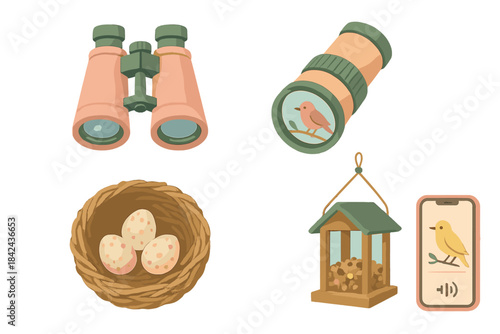 Discovering birdwatching essentials like binoculars, bird feeders, and nests for nature lovers