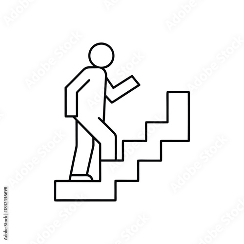 Minimalist Line Drawing of Person Climbing Stairs Representing Progress and Personal Growth