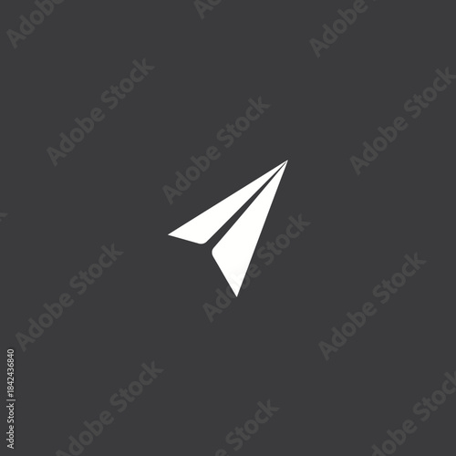 A white paper airplane icon on a dark grey background, symbolizing communication or sending messages.