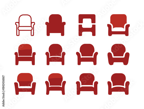 Red Velvet Logos. Red velvet seats. Icon set. Set Logo of red ve