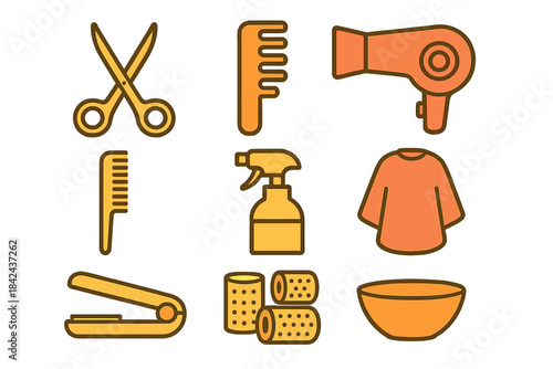Tools and accessories used in hairstyling and grooming at a salon
