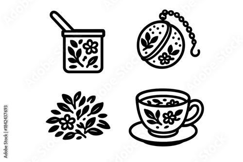 Tea time essentials featuring floral designs for a cozy afternoon experience