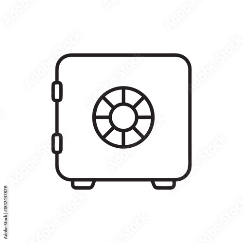 Safe vault icon black and white line art secure money storage security concept business and finance vector illustration