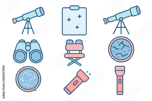 Exploring the night sky with telescopes, binoculars, and tools for stargazing activities at a remote location