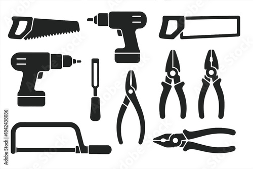 Tool collection featuring various hand and power tools ideal for home improvement projects and repairs