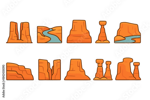 Breathtaking desert landscapes with rocky formations, rivers, and canyons in warm orange hues during daylight