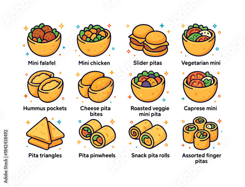 Colorful Party Pitas. Party pitas. Colorful isometric vector ico