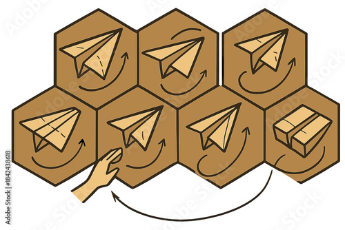 Exploring the steps to create a paper airplane with a hand guiding the process