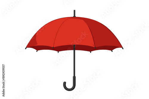 Bright red umbrella against a plain background ready for a rainy day out in the city