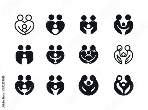 Family Logo Variations. family. Icon set. Set Logo of family: pa