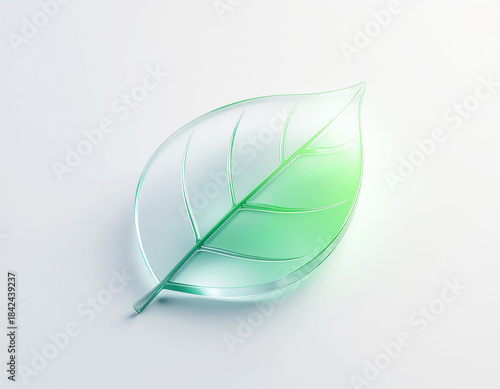 Wallpaper Mural Stylized 3D Leaf Icon with translucent green gradient and defined veins—symbol of nature and sustainability. Torontodigital.ca