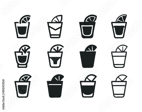 Spirits Logo Icons. spirits on display in a bar. Icon set. Set L