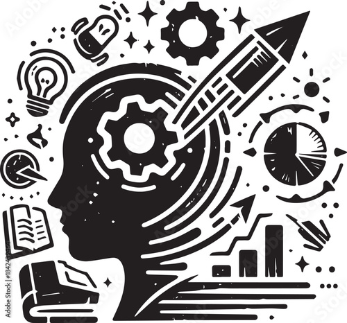 Intricate conceptual illustration of innovation and productive t