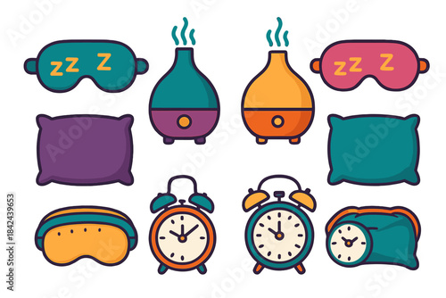 Relaxing nighttime routine with cozy sleep items and calming atmosphere for a good night's rest