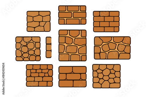 Variety of stone textures displayed in square shapes for design and architecture projects in a clear layout