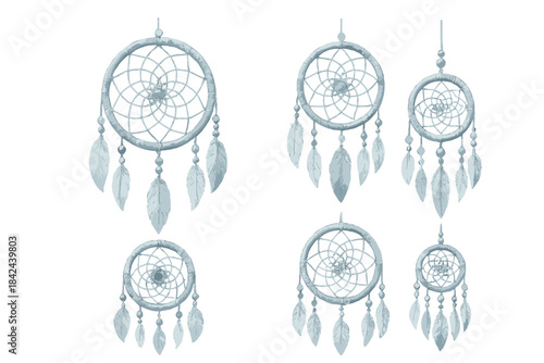 Beautiful collection of handcrafted dreamcatchers displayed on a plain background