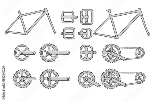 Detailed schematic of bicycle components and assembly parts for cycling enthusiasts and mechanics