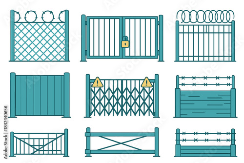 Variety of fences and gates designed for security and protection in different styles and materials