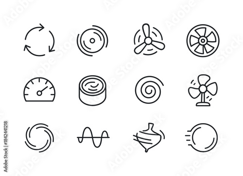 Rapid Spin Icons. Rapid rotation. Line icon set of Rapid rotatio