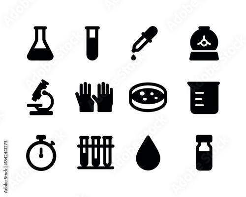 Laboratory Icon Set. Laboratory Tools. Solid icon set of Laborat