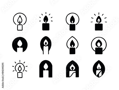 Candle Light Logos. Candle Light. Icon set. Set Logo of candle l
