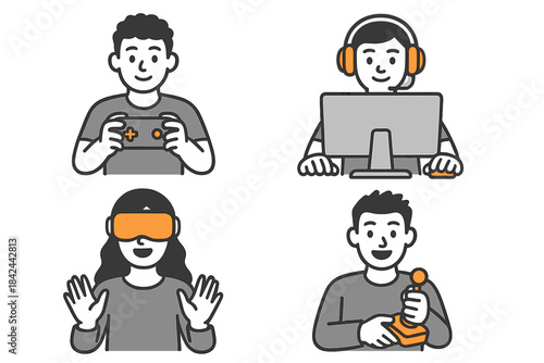 Group of people engaging in different gaming activities indoors at home during the afternoon