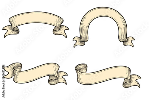 Decorative vintage banners in various shapes and styles ready for custom text use