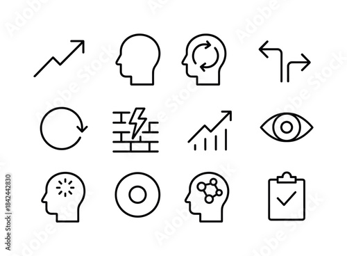 Mindset Mastery Icons. Mindset mastery. Line icon set of mindset