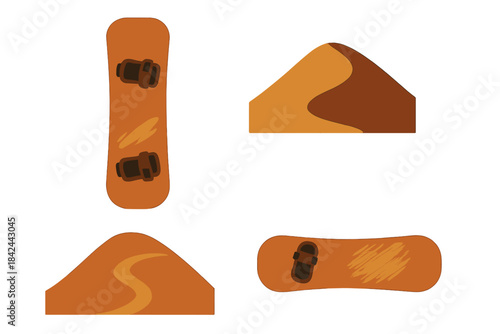 Snowboard designs showing different angles and styles for winter sports enthusiasts eager to hit the slopes