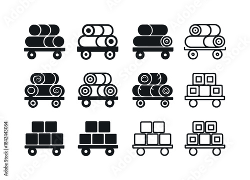 Hay Bale Logos. hay bales. Icon set. Set Logo of hay bales: hay