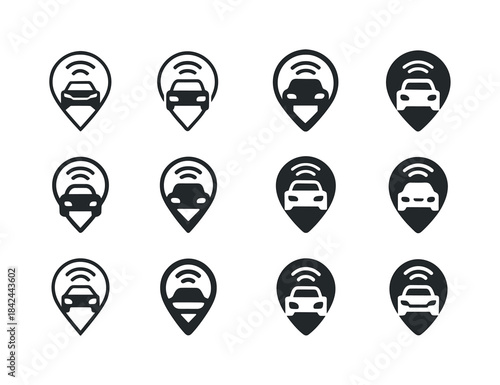 Self-Driving Car Icons. self-driving cars. Icon set. Set Logo of