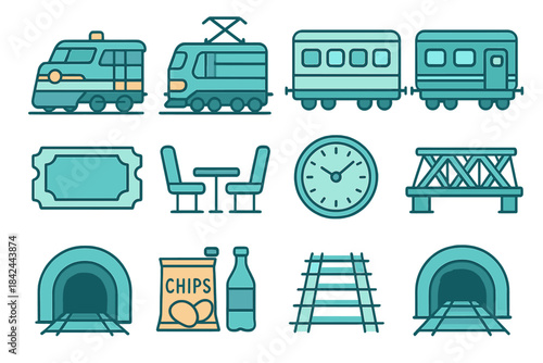 Trains, tickets, and snacks in a subway station setting during the day