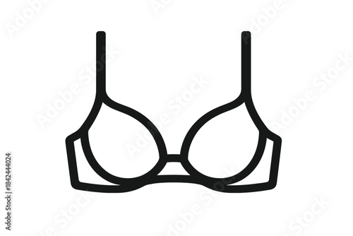 Minimalist line art icon of a woman's brassiere undergarment for fashion design