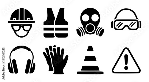 Black and White Safety Equipment helmet goggles