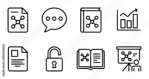 Eight black line representing communication education and business concepts