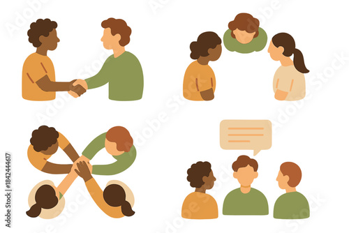 Collaboration and teamwork activities among diverse groups in a creative setting during daytime