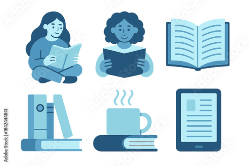 Reading enthusiasts enjoy books and e-readers while relaxing in a cozy setting during a calm afternoon