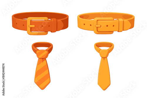 Colorful orange belt and tie set suitable for casual or formal occasions at home or events