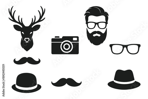 Stylish graphic featuring various elements related to photography, fashion, and nature, highlighting a modern aesthetic