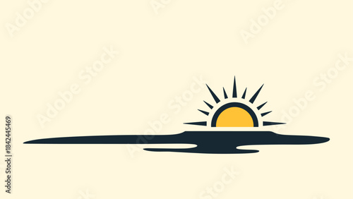 Minimalistic sunrise over horizon with bold shadows