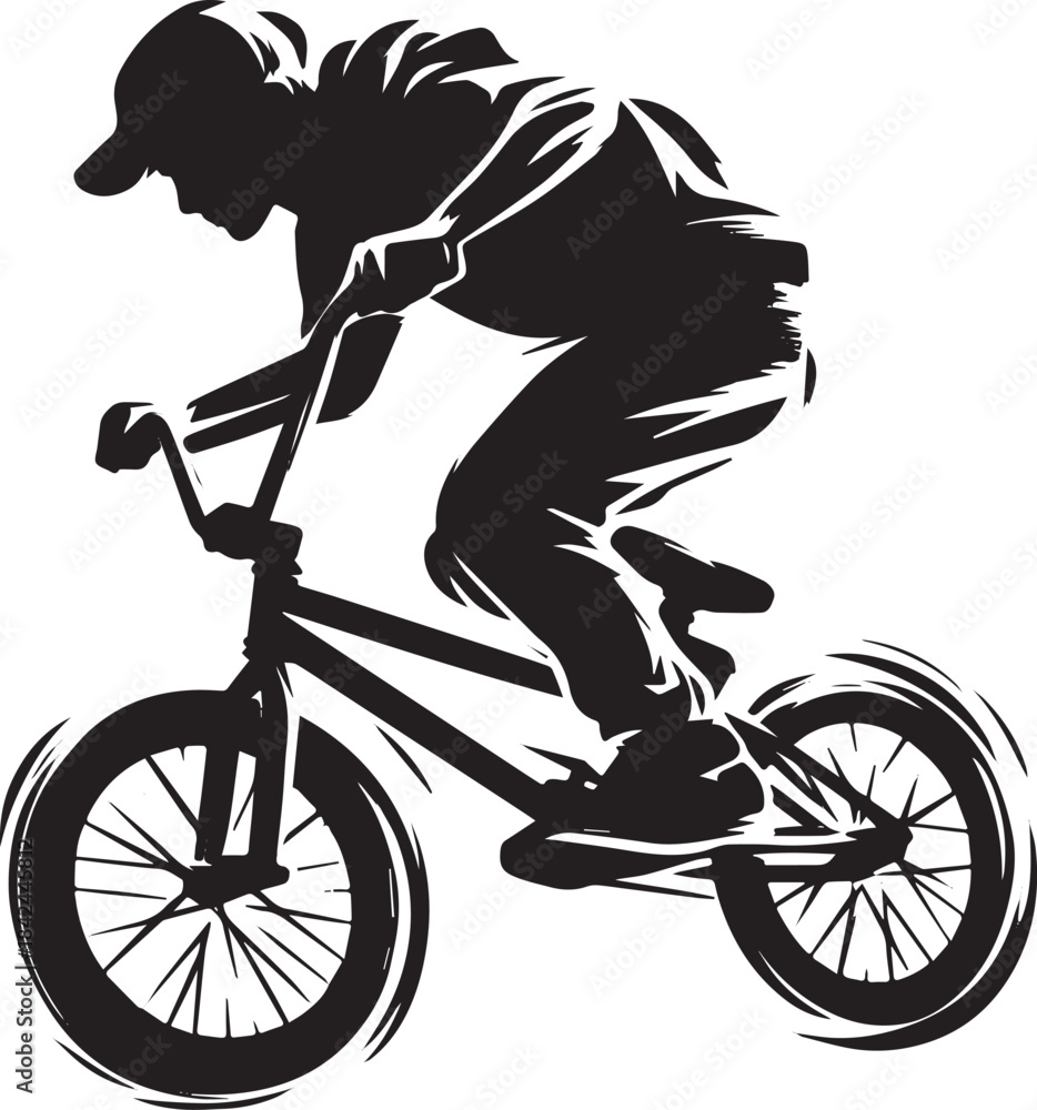 Obraz premium Dynamic silhouette of a BMX rider, conveying energy and action i