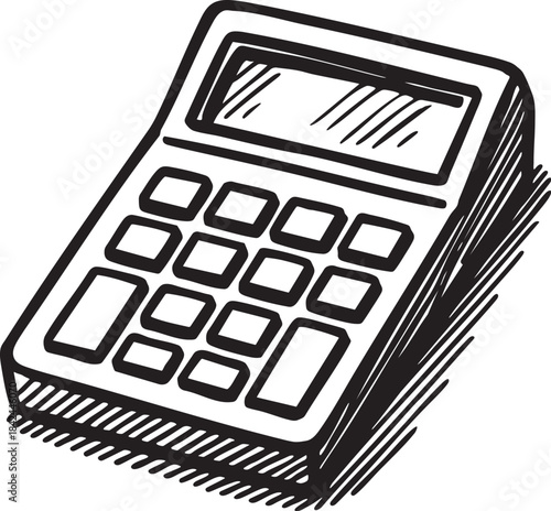Calculator electronic device office equipment hand drawn bold marker illustration