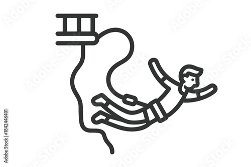 Dynamic depiction of a person performing a thrilling bungee jump from a high platform